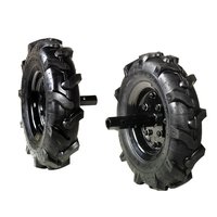 Pair of 3.50-6 tyred wheels