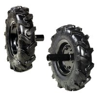 Pair of 3.50-8 tyred wheels